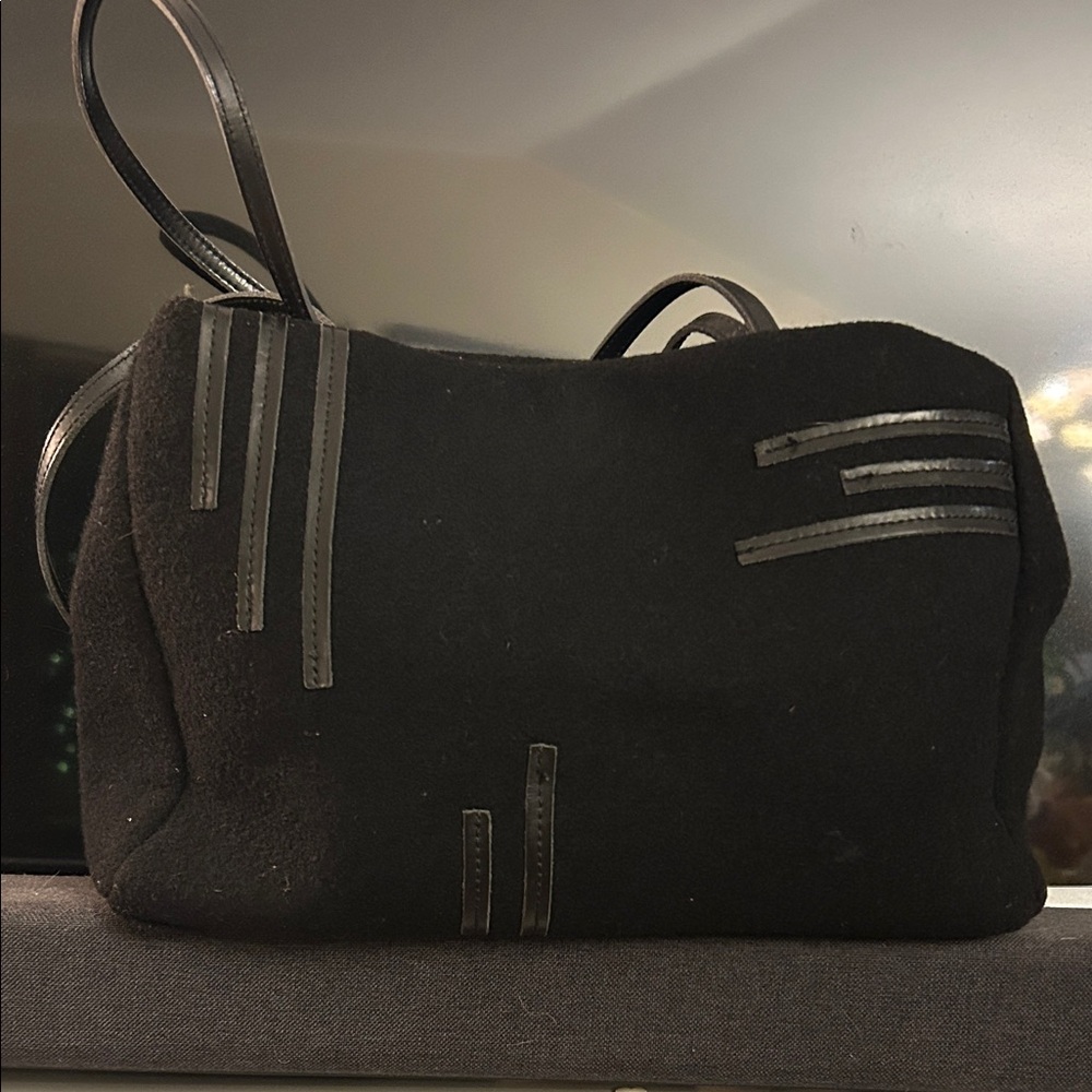 Anthropologie’s Capaccioli Whimsigoth Black Wool Shoulder Bag w/Leather Accents